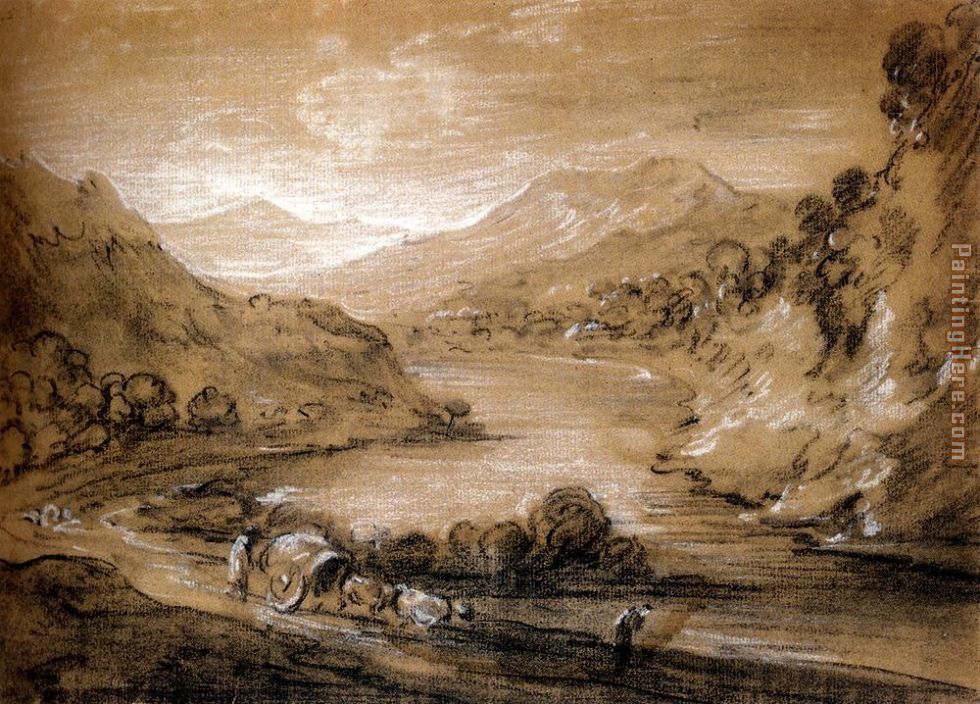 Thomas Gainsborough Mountainous Landscape With Cart And Figures